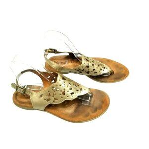 Cobb Hill New Balance Womens Leather Sandals‎ 7M Gold Open Toe Perforated Design